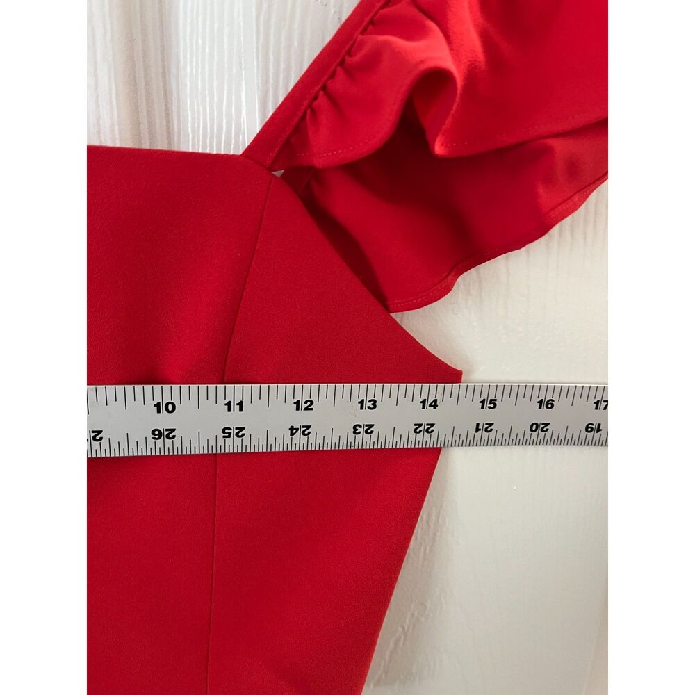 Alice + Olivia Red Flutter Ruffle Sleeve Crop Top Size 2 Classy Elegant - Picture 6 of 8